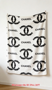 Chanel Pixel CC Logo Monochrome Flannel Throw Blanket IMG_7153